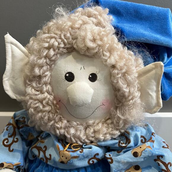 Homemade Large Soft Sculpture Blue stuffed Santa Christmas Elf - Picture 3 of 7